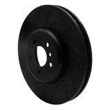 R1 2009-2017 BMW 550I GT xDrive Left Front Drilled & Slotted Black Brake Rotor thumbnail 5
