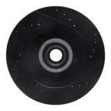 R1 1992-2002 Chevrolet C1500 Suburban Front Left Drilled & Slotted Black Brake Rotor thumbnail 2