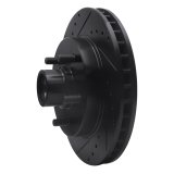 R1 1992-2002 Chevrolet C1500 Suburban Front Left Drilled & Slotted Black Brake Rotor thumbnail 5