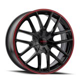 Touren 3260 TR60 18x8 / 5x108/114.3 BP / 40mm Offset / 72.62mm Hub Gloss Black w/ Red Ring Wheel thumbnail 1