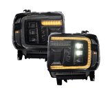 Form Lighting 2014+ GMC Sierra 1500/2500/3500 LED Projector Headlights Amber DRL (Pair) thumbnail 1