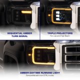 Form Lighting 2014+ GMC Sierra 1500/2500/3500 LED Projector Headlights Amber DRL (Pair) thumbnail 2