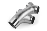 APR Cast T304 Stainless Steel Double Y-Splitter - 76mm to Quad 63.5mm (3in to Quad 2.5in) thumbnail 1