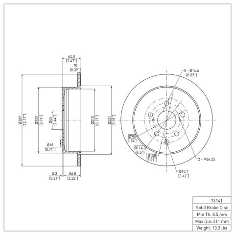 DFC 10-20 Lexus RX350 Rear Rotors with 5000 Advanced Brake Pads w/Hardware (1x dfc1551-1391-01, 2x dfc600-76141) thumbnail 5