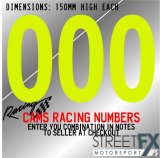 Custom CAMS THREE DIGIT Racing Number Window Yellow Sticker Track Day Motorsport thumbnail 1